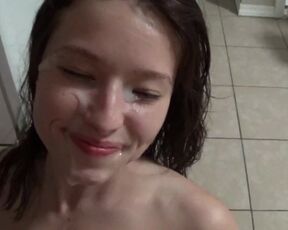 Petite Big Tit GF Sucks and Gets Huge Facial