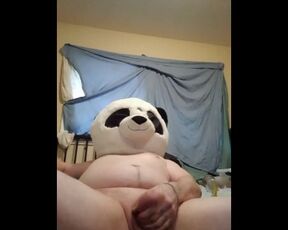 Perverted panda jerks off while I'm at work