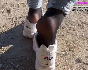 Part2 Fila Destrudor Shoeplay Nylon feet and Crush Trample Trailer Sneaker girl Feet