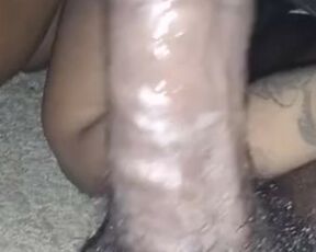 EBONY DOESN'T FORGET TO MASSAGE MY BALLS WHILE SHE SUCKS THAT DICK!