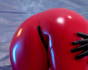 Hot PVC teasing, fetish beautiful video. Mistress Arya Grander in red vinyl clothing.