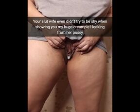 Oh, what a huge creampie leaking from my cheating pussy,hubby! -Cuckold Snap Captions