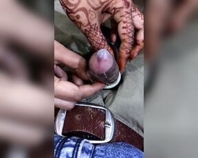 My Indian wife do hand job using condom