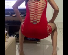 Vestido vermelho colado sem calcinha