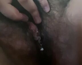 Hairy pussy creamy from fingering