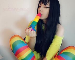 Alt Girl sucks skittles dildo (full 6 min vid on my 0nlyfans)