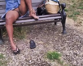 My Stepmom Outdoor Park Pussy and Boobs Showing No Panty and Bra